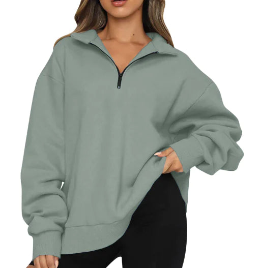 Chic Zip-Up Polo Pullover