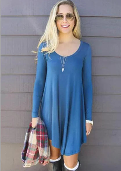 Chic Irregular Hem Long Sleeve Dress