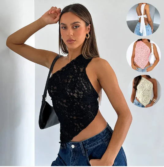 Chic Lace-Up Asymmetrical Top