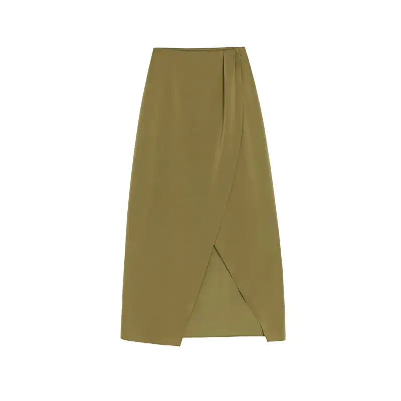 Chic Satin Asymmetrical Slit Skirt