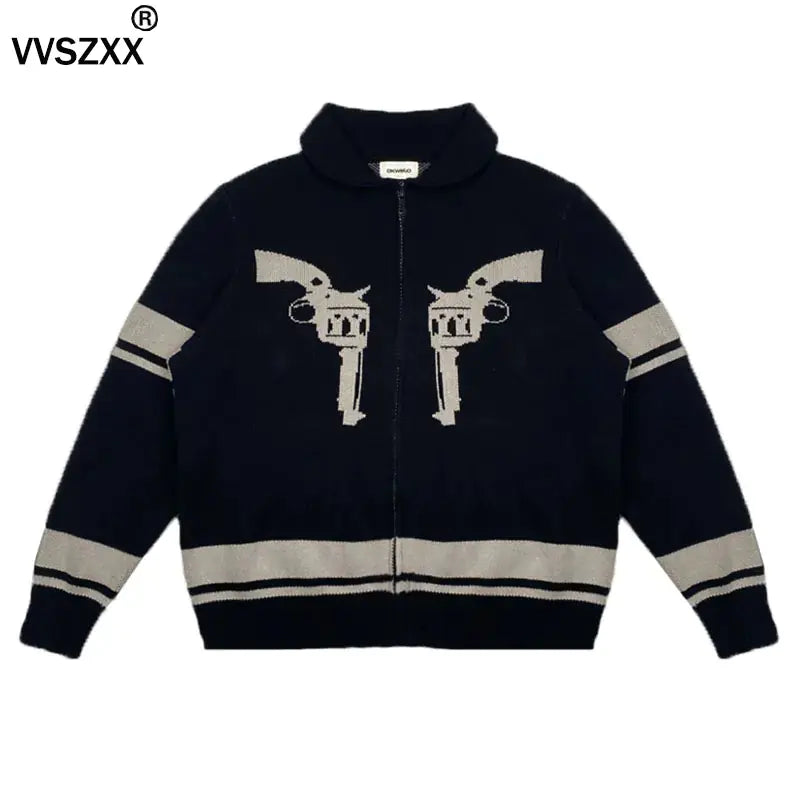 Retro Zip-Up Cardigan Sweater for Men