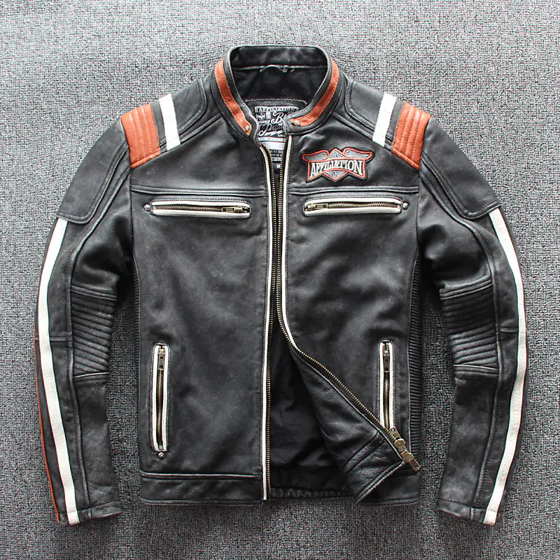 Rebel Cowhide Embroidered Biker Jacket