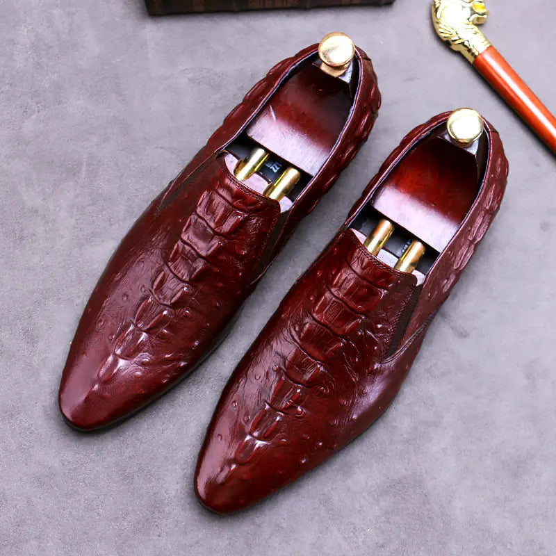 Crocodile Textured Business Loafers