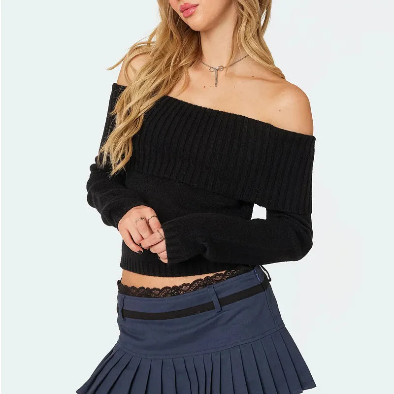 Ladies' Elegant Off-Shoulder Sweater