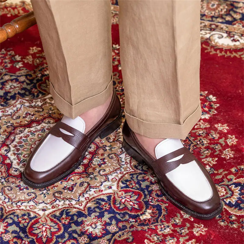 Square Toe Color Block Men's Leather Shoes