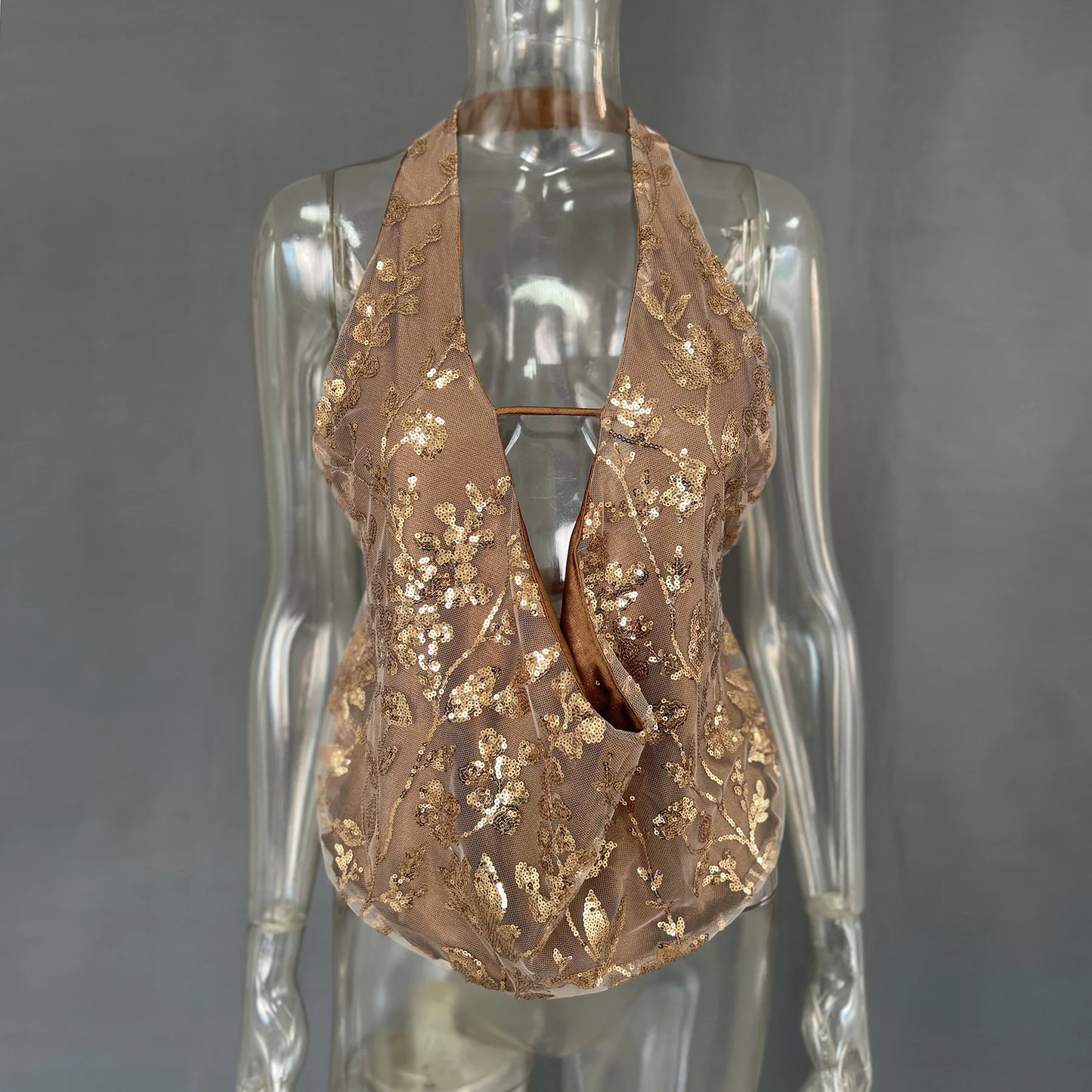 Glam Sequin V-neck Blouse