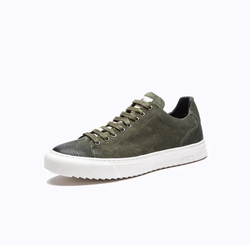 Men's Suede-Trim Leather Sneakers