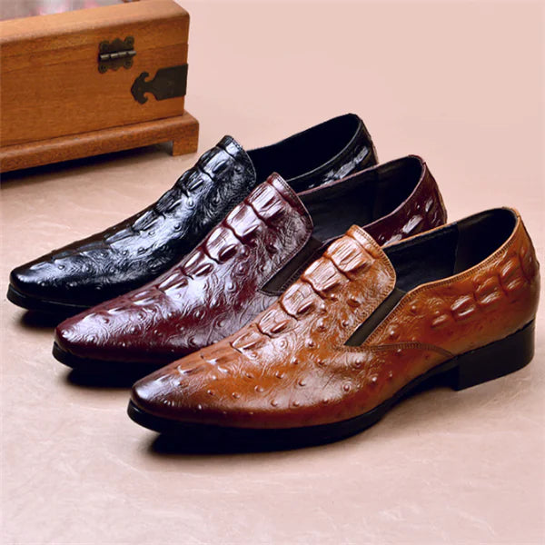 Crocodile Textured Business Loafers