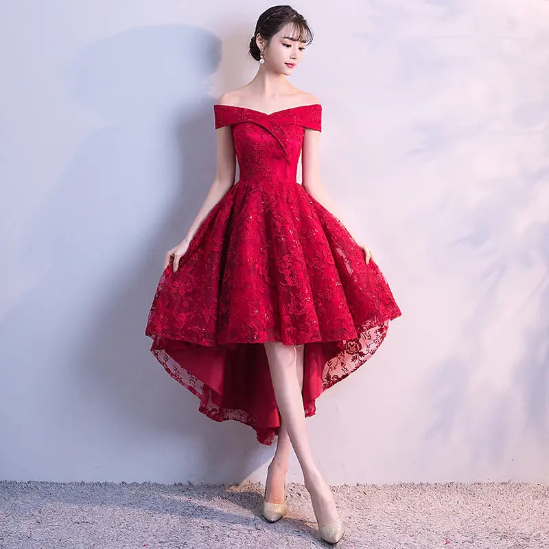 Chic Wine Red Off-Shoulder Gown (2020 Style)