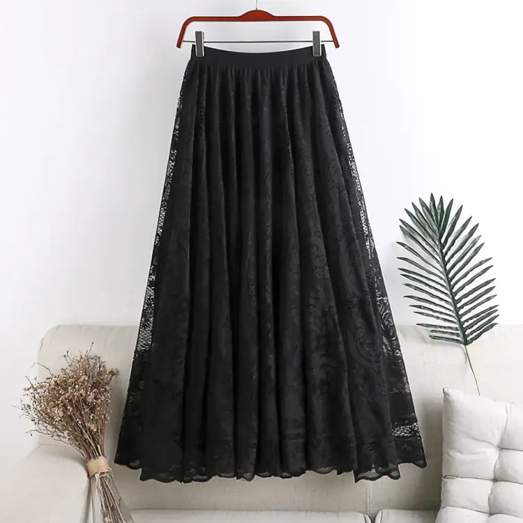 Elegant Lace Umbrella Skirt
