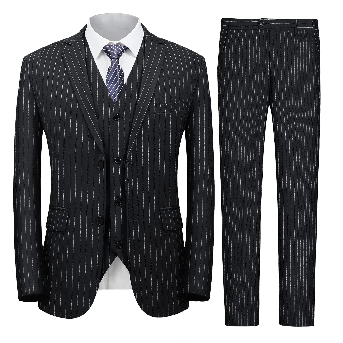 EliteStripe Men's Slim 3-Piece Suit