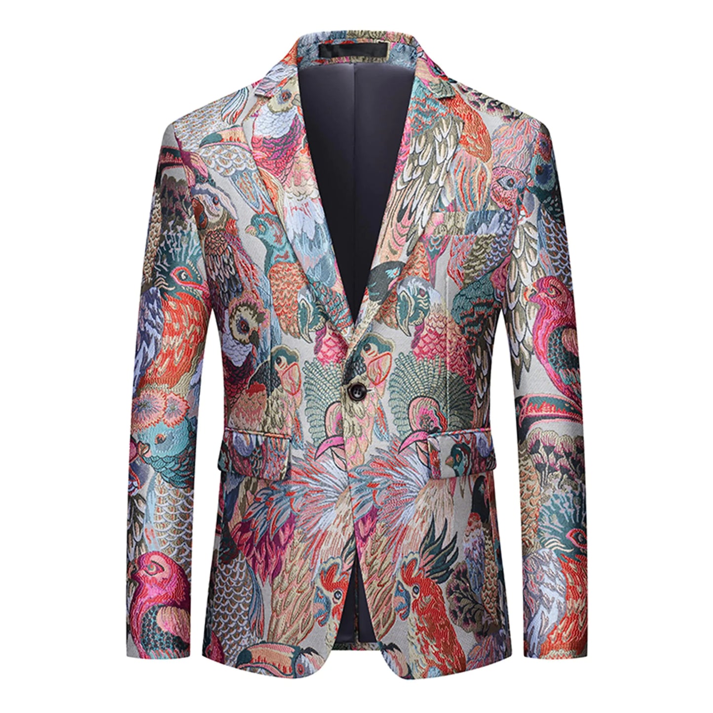 Elegant Mens Paisley Blazer - Slim Fit 1 Button Suit Jacket