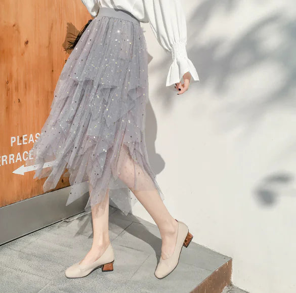 Elegant Sequin Mesh Skirt