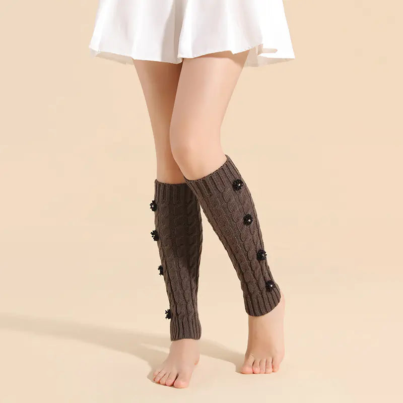 Festive Floral Knit Sock Warmers