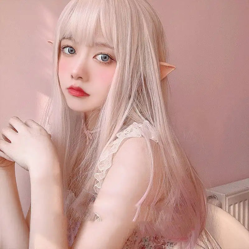Cherry Puff Long Ombre Wig