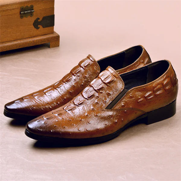 Crocodile Textured Business Loafers