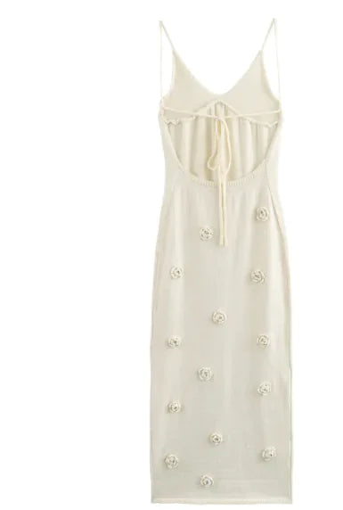 Floral Knit Lace-Up Dress