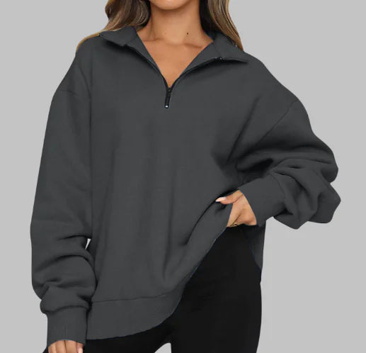 Chic Zip-Up Polo Pullover