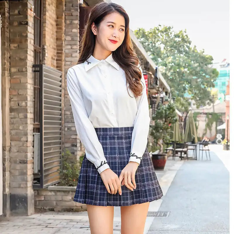 Chic A-Line Plaid Pleated Skirt for Women