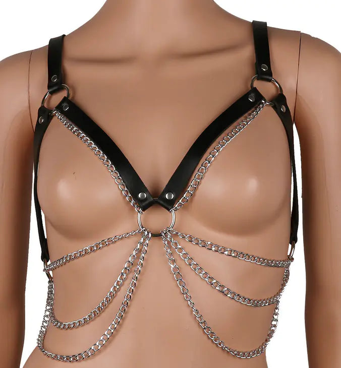 Chic Leather Chain Blouse