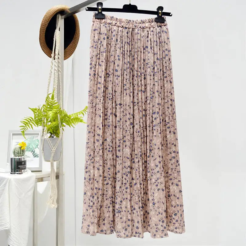 Elegant Floral Silk Skirt