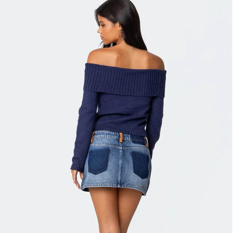 Ladies' Elegant Off-Shoulder Sweater
