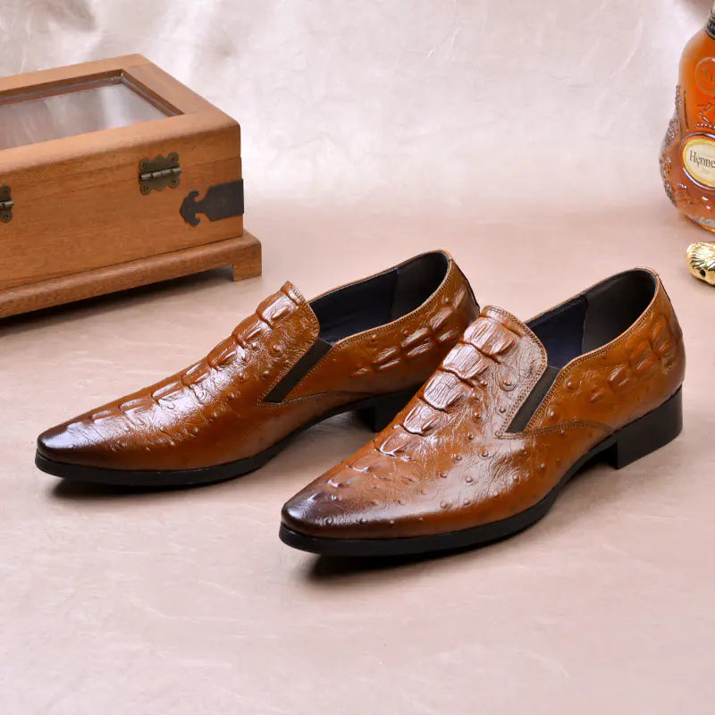 Crocodile Textured Business Loafers