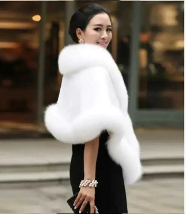 Elegant Bridal Faux Fur Wrap - Chic Wedding Cape