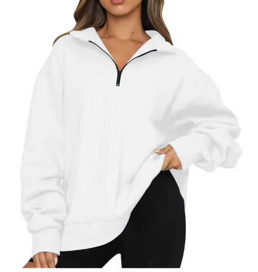 Chic Zip-Up Polo Pullover