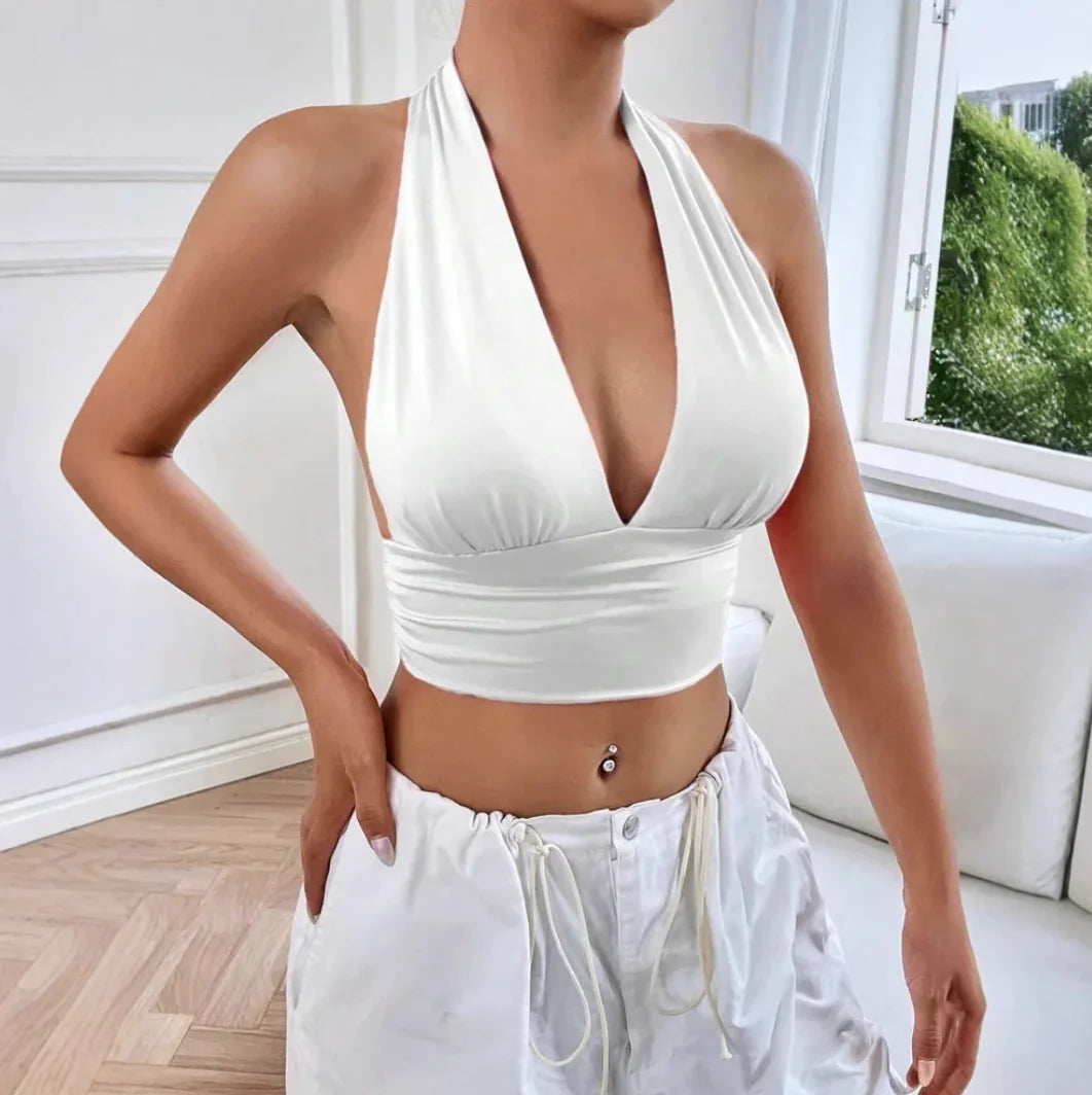 Open Back Cut-Out Summer Blouse