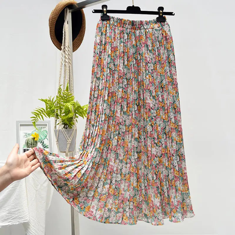 Elegant Floral Silk Skirt