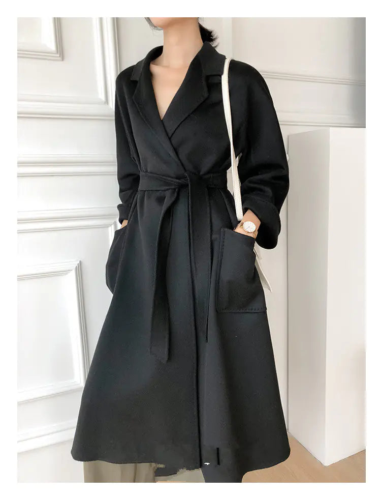 Camel Luxe Cashmere Wrap Coat