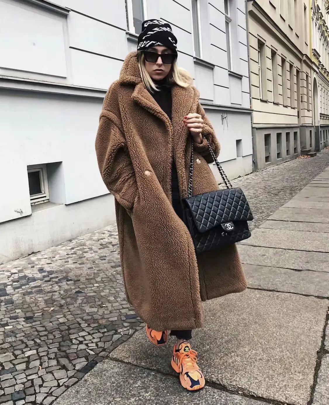 Chic Shearling Mid-Length Coat