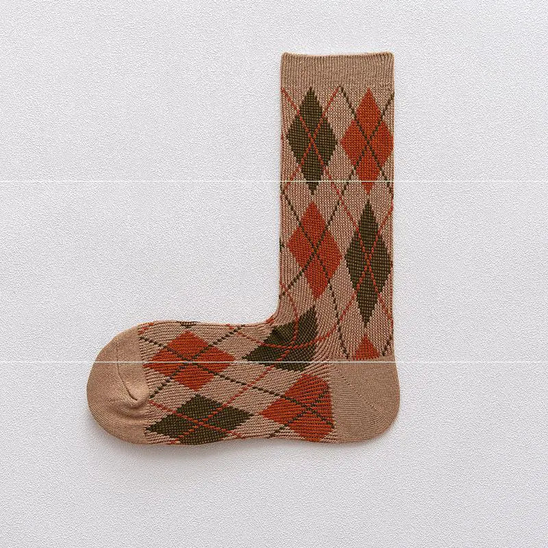 Japanese Cotton Rhombus Patterned Socks