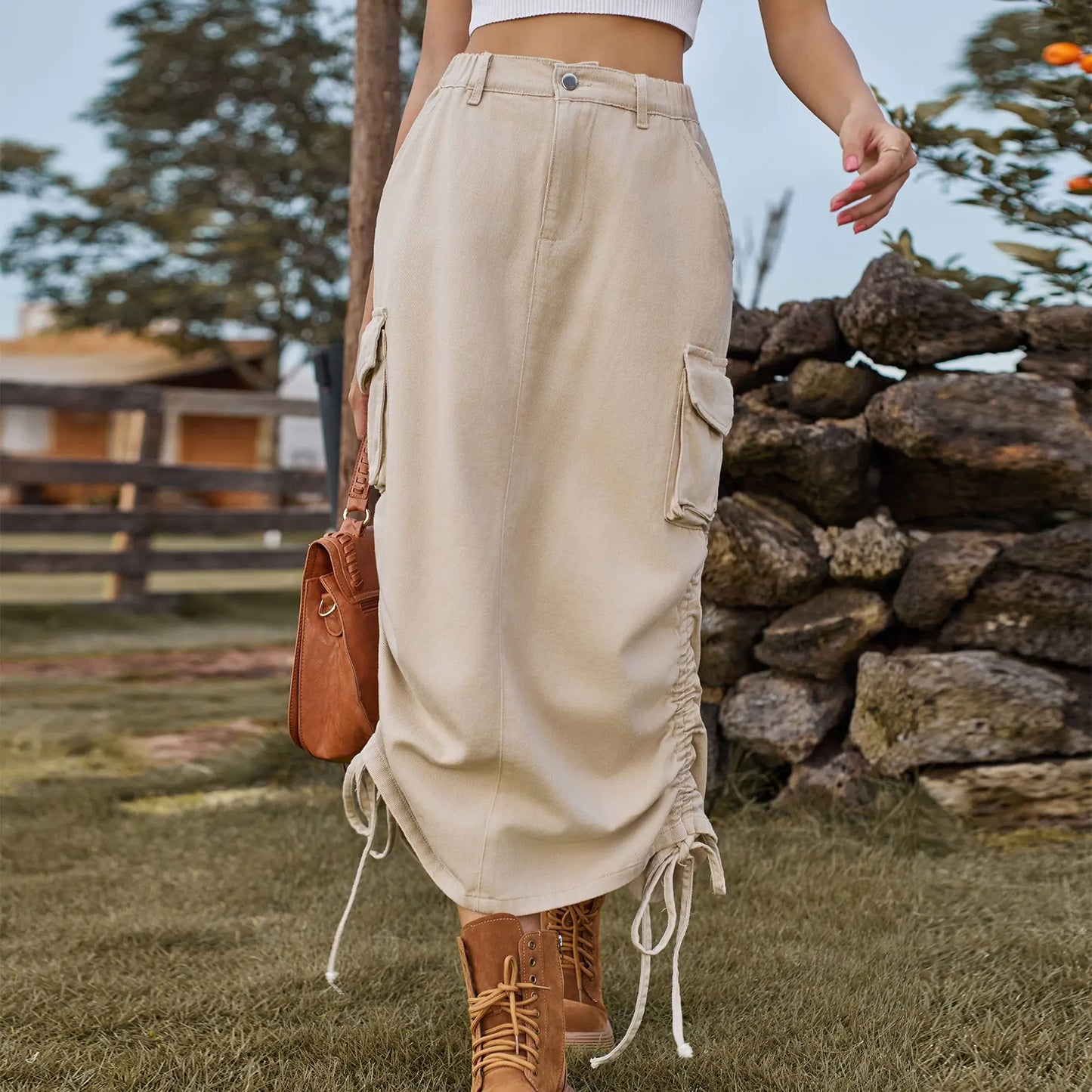 American Denim Casual Midi Skirt