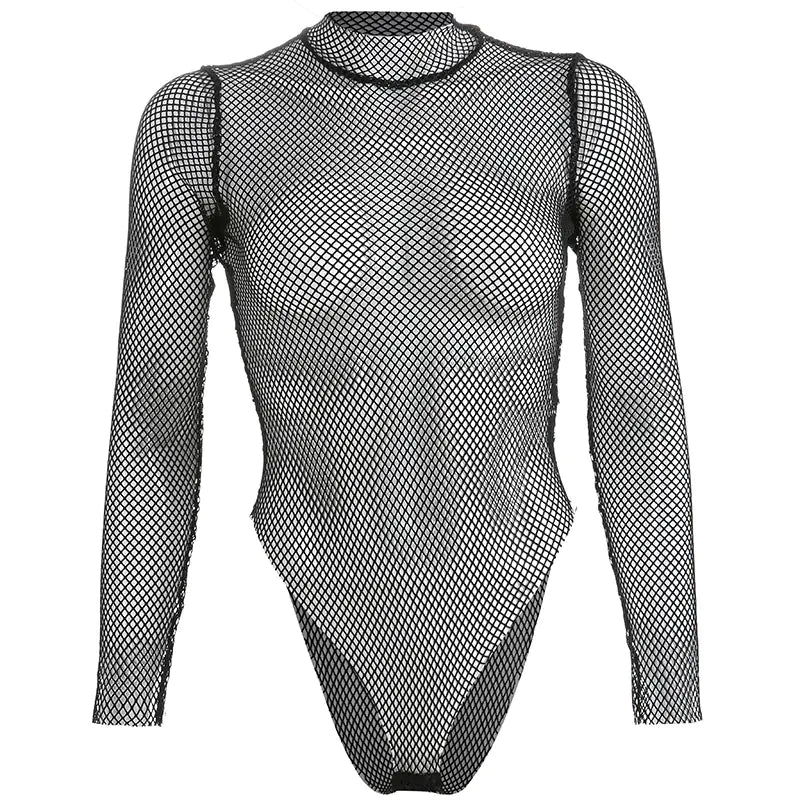 Elegant Sheer Turtleneck Blouse