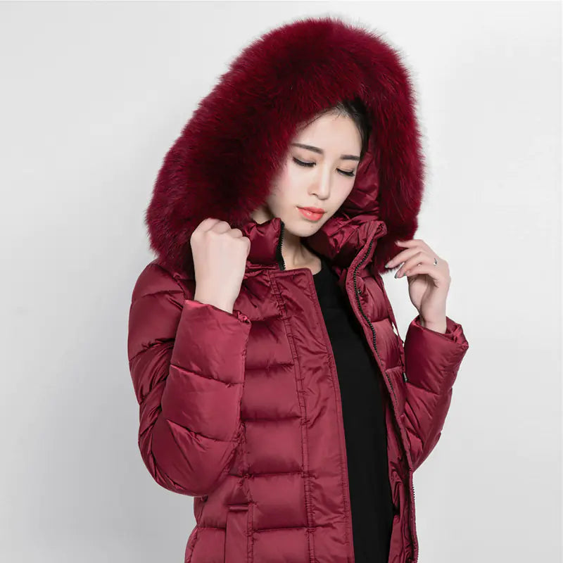 Elegant Women's Down Parka with Fur Collar