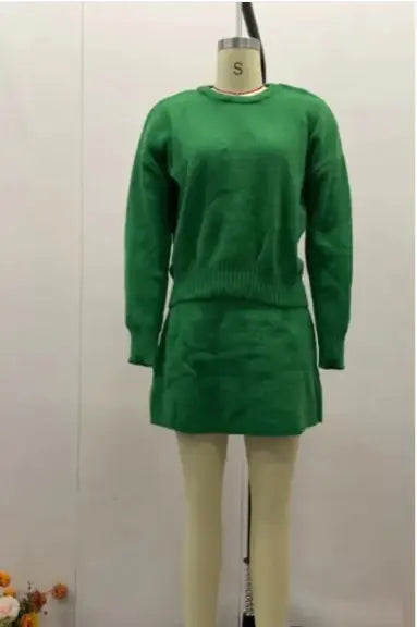 Chic College Knit Skirt Set