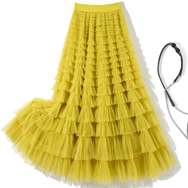 Pleated Gauze Maxi Skirt