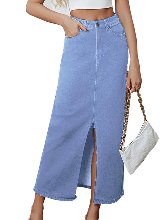 Women's Midi Denim A-Line Skirt