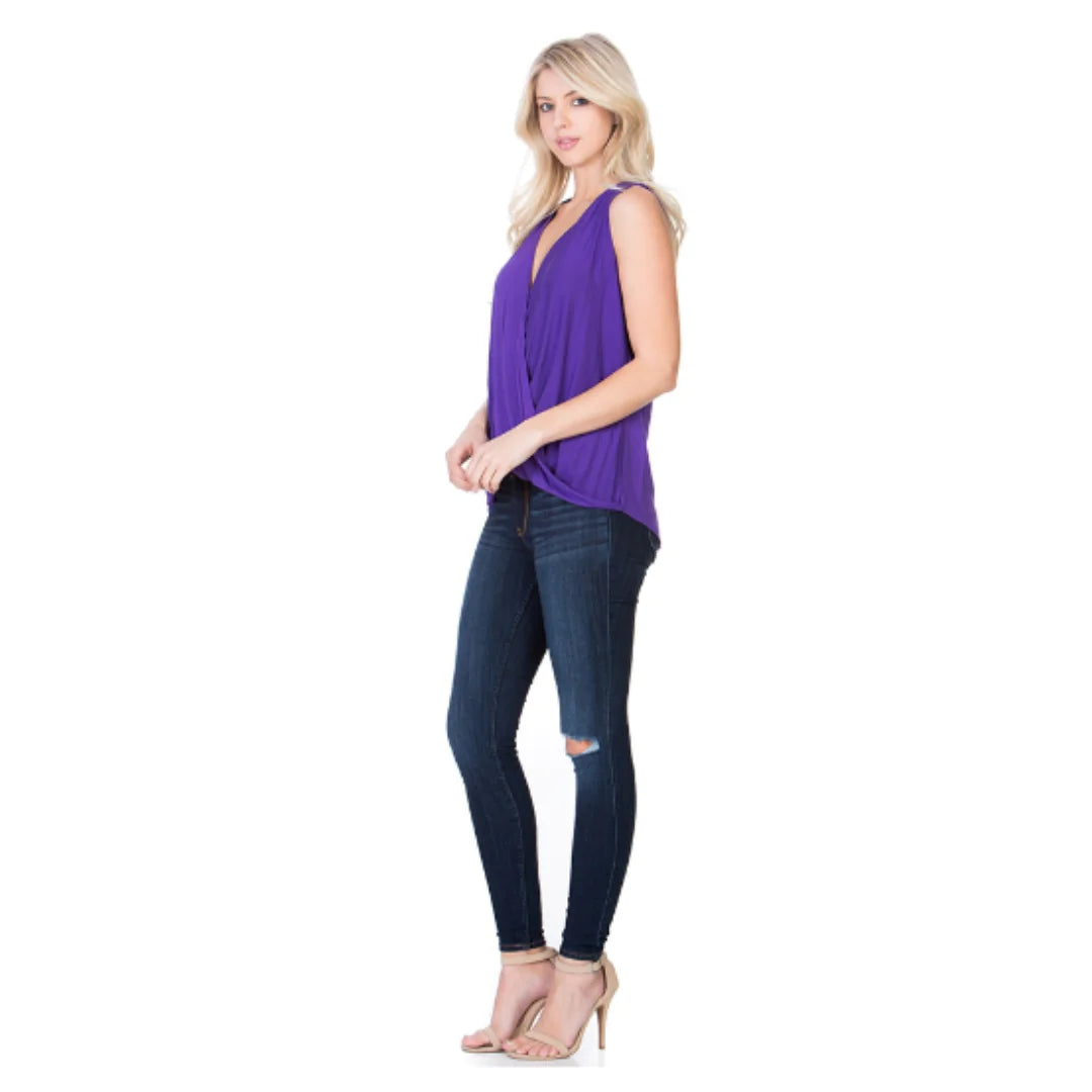 Purple Rayon Crisscross Top