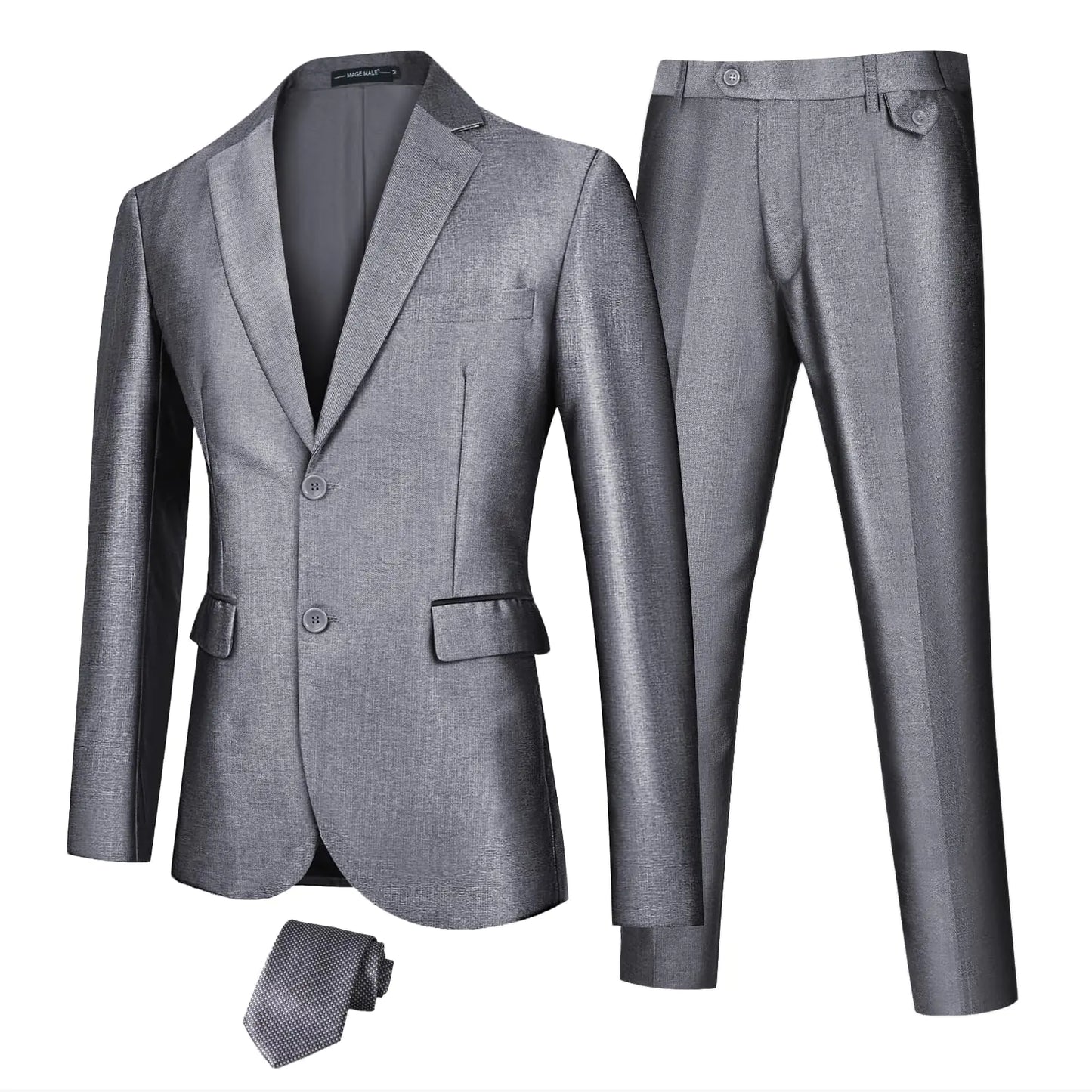 MALE MAGE Classic Two-Piece Silver Suit