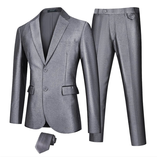 MALE MAGE Classic Two-Piece Silver Suit