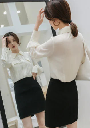 Chic Skirt Suit with Bag Hip Design