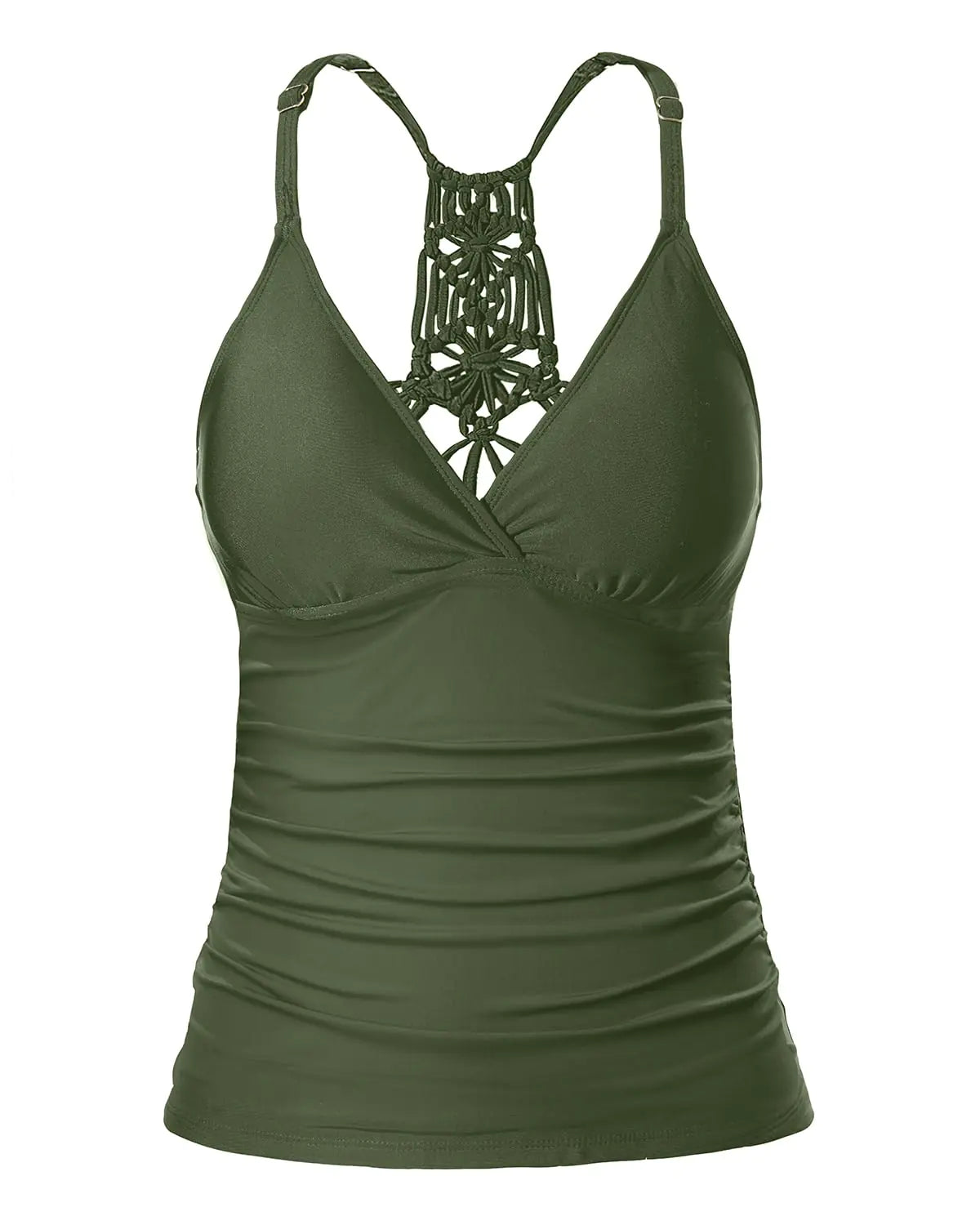 V-Neck Ruched Tankini Swim Top for Women