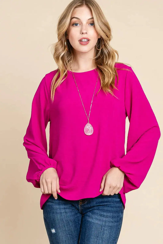 TEXTURA Chic Balloon Sleeve Blouse
