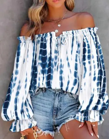 Chic Printed Bardot Blouse