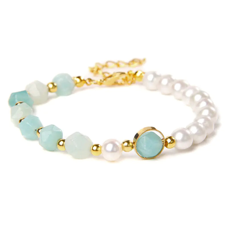 Elegant Agate Pearl Artisan Bracelet