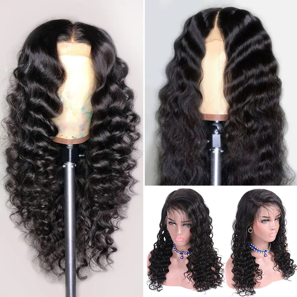 Chic Black Curly Front Lace Wig - Modern Fashion
