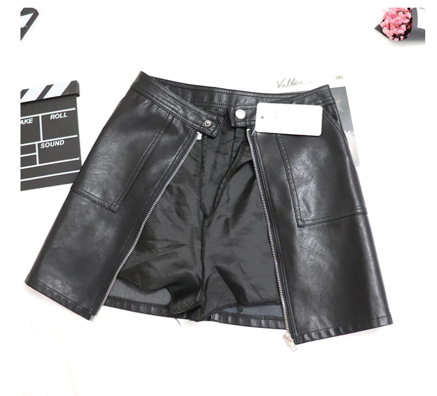 Chic Pocket Leather Skirt